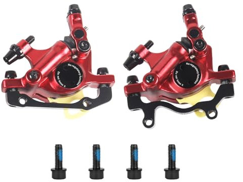 Hydraulic Disc Brake Calipers, HB100 Line Pulling Hydraulic Discs Kit Two-Way Brake Pad Clamp Stainless Steel Braking System for Mountain Bike Road Bike Folding Bike (Red)