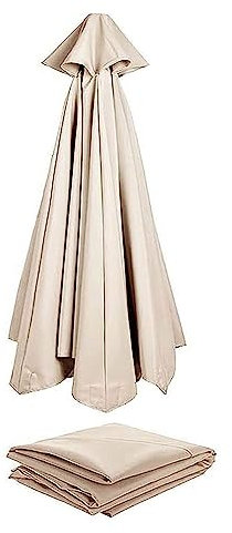 Toile de parasol d'extérieur 270 cm - 6/8 baleines - 300 cm - 6/8 baleines - Pour plage, terrasse, jardin - Beige - 2,7 m - 6 nervures