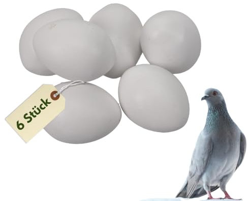 6x Legeeier Kunsteier Nesteier für Hühner Gipseier für Tauben Bruteier Künstliche Eier Taubeneier 15gr 40x30 mm