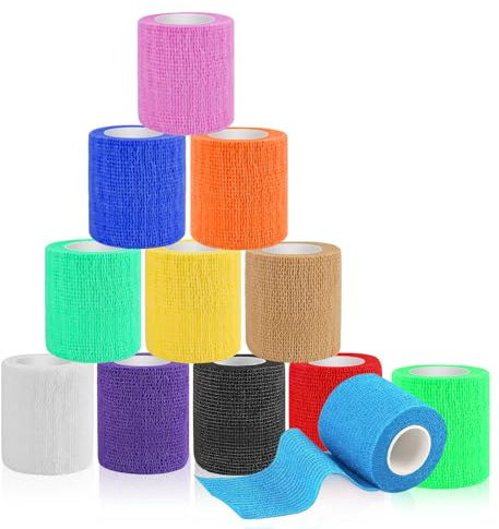 Muyohix Benda Elastica Autoadesiva, 12 Rotoli Benda Autoadesiva 7 CM x 4.5M, Benda Elastica Coesiva per Mani, Piedi, Ginocchia