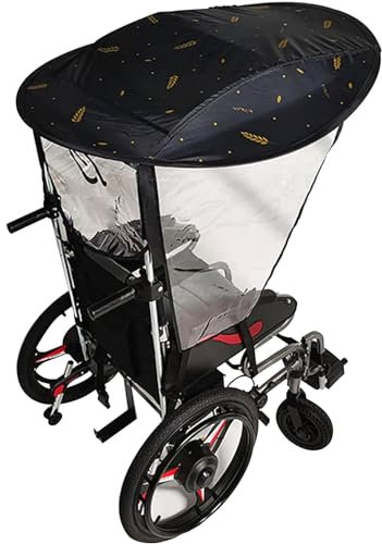 GTATBTG Universal Electric Wheelchair Umbrella Canopy Awning, Electric Wheelchair Cover Canopy Awning, Rainproof and Dustproof Cover Folding Sunshade Canopy(Without Handle, Summer)