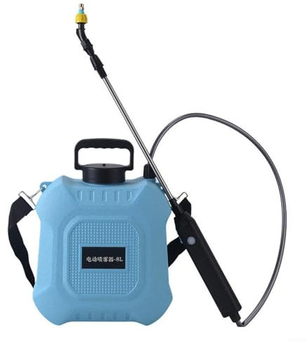 Spruzzatore elettrico da giardino 8L/5L con batteria ricaricabile USB, 3 modalità di spruzzo e asta telescopica (66-90 cm) – Spruzzatore a pressione in ABS per prato, erbicidi, pulizia (blu, durata