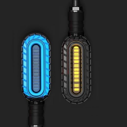 LED Turn Signal Light Motorcycle Stop Signals DRL Flowing Water Flasher 2 In 1 Blinker Tail Lamp Universal M10 Brake Light ，Luz de giro(2PCS Blue)