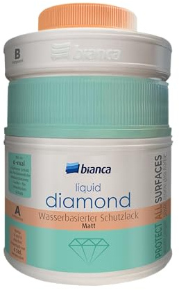 Bianca Liquid Diamond Vernis 2K à Base d’Eau 600 g, Finition Mate, Vernis Transparent Sans Odeur, 6x Plus Résistant, Scellant pour Plans de Travail, Carrelage et Bois