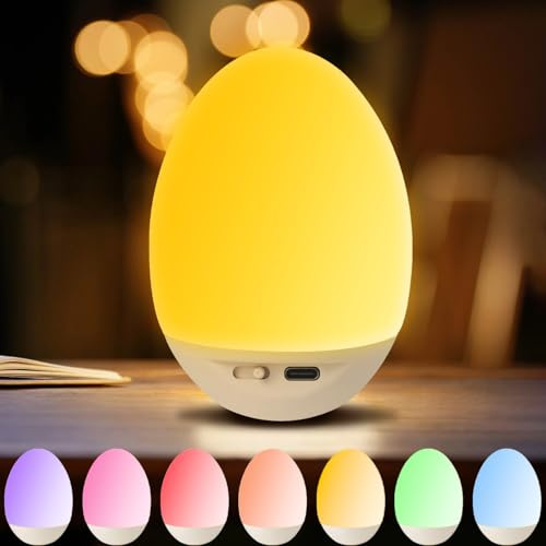 Dream Egg Night Light with Touch Control Rechargeable Dimmable Egg Light Baby 7 Changeable RGB Colours Portable Timer BPA Free Cute Led Night Light Newborn for Home Bedroom Nursery