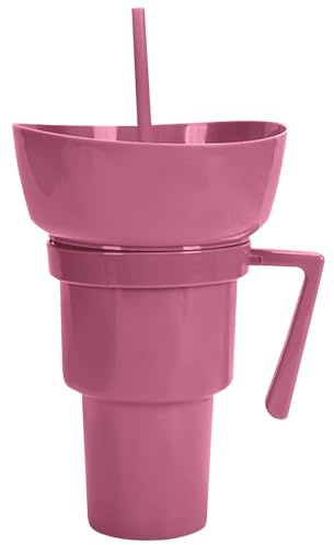 Vaso para aperitivos y bebidas, 2 en 1, recipiente reutilizable, aperitivo, vaso de bebidas, con paja, capacidad de alimentos y bebidas, para viaje, té leche, dulces, frutas, escuela, camping