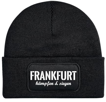 UGLYSHIRT Frankfurt Kämpfen & Siegen Mütze | Strickmütze – Fußball Fan Szene FFM Hessen Stadion Streetwear Unisex Wintermütze | Patch Beanie M3
