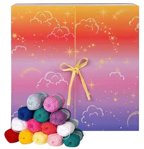 Calendario de Adviento 2025, Caja Sorpresa de 24 Días con Hilo y Ganchillo, Incluye Ganchillos, Accesorios y Herramientas. Ideal para Aficionados a las Manualidades y el DIY