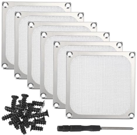 PATIKIL 92mm Fan Filter Grill, 6Pcs Ultra Fine Aluminum Mesh Ventilation Dustproof PC Cooling Fan Grill Covers with Screwdriver and Screws for Desktop Computer Case AC, Silver