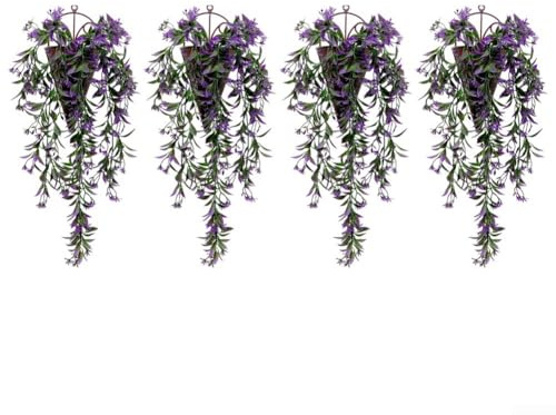 Juego de 4 vides de hiedra artificial resistentes a los rayos UV para decoración del hogar, jardín y eventos, hechas de material plástico (morado)