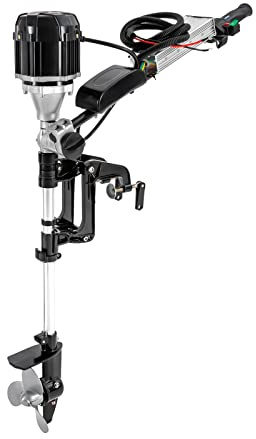 Elektro Außenborder 1000W 5 PS Bootsmotor Aussenborder 4800U/min Elektrischer Außenbordmotor mit Dreiblattpropeller, Stufenlos Einstellbare Geschwindigkeit, für Kleine Boote