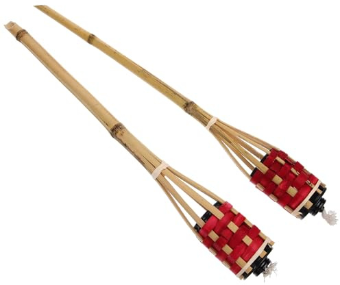 SOIMISS Large Bamboo Outdoor Torch, 2Pcs Citronella Torches for Festival and Wedding Garden Decor, Suitable for Patio and Summer Party, Red Colour