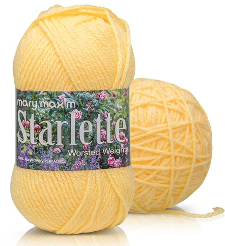 Mary Maxim Starlette Yarn, Soft Acrylic Yarn, 3.5 OZ, 180 Yards,Soft Yellow