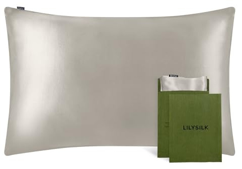 LILYSILK 100% 19MM Maulbeerseide Kissenbezug mit Umschlagverschluss superweiche Kissenhülle für besseren Schlaf und Haarpflege(Silbergrau，40x80cm)