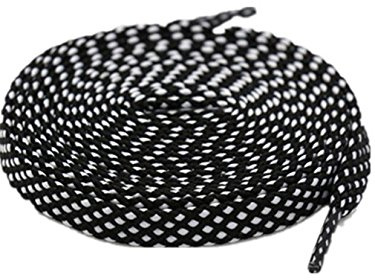 Boowhol Tvåfärgade platta skosnören, sportskor, skosnören, skoband för barn och vuxna, breda 0,8 cm (100 cm, svart vit)