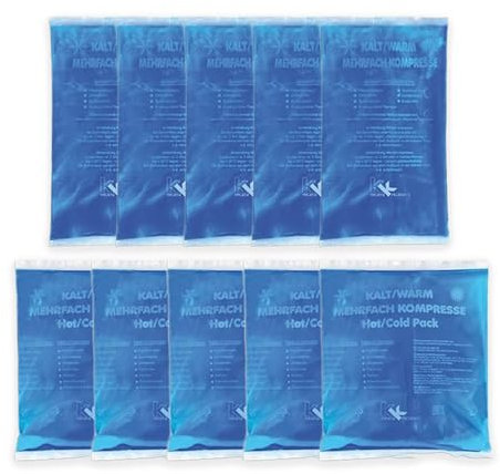 KK Kalt-Warm Kompressen Set | Mehrfachkompressen | 10 teiliges Set mit 2 verschiedenen Größen (5x Größe: 16 x 9 cm, 5x Größe: 13 x 14cm) | Mikrowellengeeignet