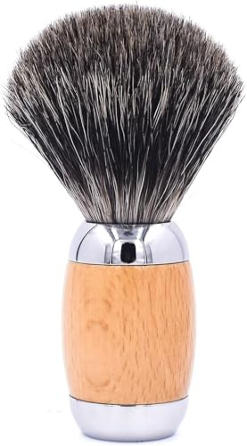 Taconic Shave 100% Mixed Badger Shaving Brush – Extra-Dense 22 mm Knot for Rich Lather, Beechwood & Chrome Ergonomic Handle + Lucite Stand Included
