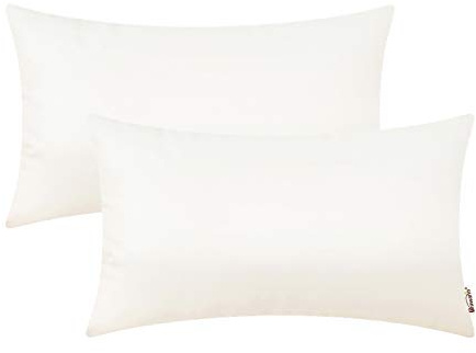 BRAWARM Juego de 2 Fundas de cojín Decorativas de Piel sintética, Fundas de cojín de Cuero sintético sólido para sofá para Sala de Estar, Cama de jardín, Color Blanco Marfil, 30 x 50 cm