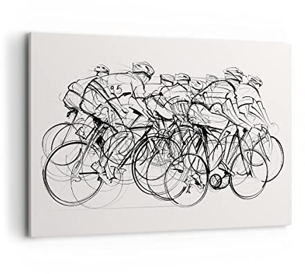 Bilder auf Leinwand 100x70cm Leinwandbild mit Rahmen Fahrrad Rennen Rad Groß Wanddeko Bild Schlafzimmer Küche Deko Wandbilder Dekoration Wohnzimmer Wall Decor Canvas Wand Kunstdruck Art AA100x70-4122