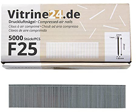 Stiftnägel Druckluft Nägel 10 15 20 25 30 40 50 mm Druckluft Tacker Nagelpistole Druckluftnagler Stauchkopfnägel Nagler Stauchkopfstifte Drucklufttacker (MKS-F25)