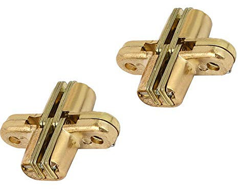 Cerniera nascosta, 1 paio invisibile cerniera 180 gradi oro in lega di zinco invisibile porta pieghevole croce nascosta
