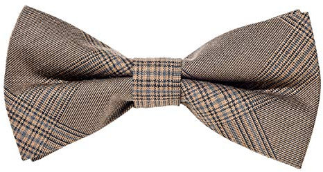 MASADA Herren braun karierte Fliege vorgebunden, stufenlos verstellbar, handgefertigt mit Hakenverschluss - 12 x 6 cm