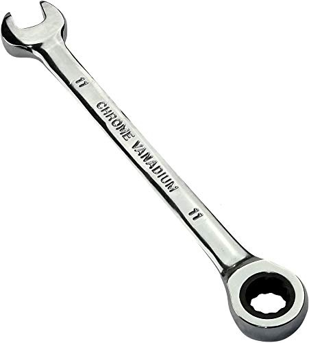 AERZETIX - Llave Plana combinada manual extremo abierto/Clásico 11mm - a Llave de trinquete 11mm Anillo/Ojo 12 lados - Métrico - CR-V - para Apriete/Ensamble - Mango Recto Pulido - DIN 3113 - C45516