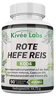 Kivéelabs 90 Capsules - Levure de riz rouge - Coenzyme Q10 - Levure de riz rouge abaisse votre cholestérol - 496MG levure de riz rouge - Sans gluten, Vegan et sans OGM - Fabriqué en Espagne