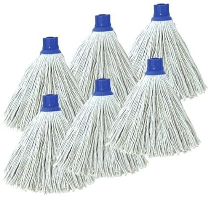 MSV Lot de 6 Franges à serpillière de Rechange en Coton supérieur 185gr Écrue