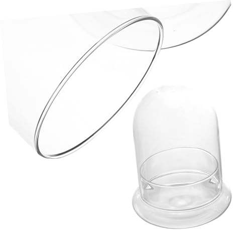 Angoily Cloche Dome for Plants- Dekorative Glasglocke mit Sockel- Klarglas Glocke Glas für Pflanzen Kerzen Skulptur Figur (15,2 cm Höhe)
