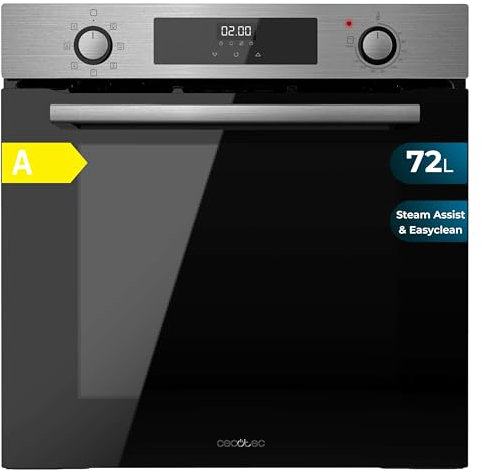 Cecotec Horno Multifunción Integrable 60cm Bolero Hexa M226000 Inox A. 2800W, 72L, 7 Funciones, Modo Grill, Fan Assisted Grill, Modo Convección, Defrost, Steam Base X2, Steam EasyClean, Steam Assist