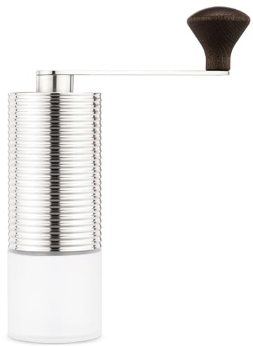millone definite manuelle Kaffeemühle, Edelstahl, 45 g Bohnenbehälter | Präzise Mahlgradeinstellung, zwei Mikrokugellager, klappbarer Griff, inkl. Ersatzglas & Reinigungsgranulat