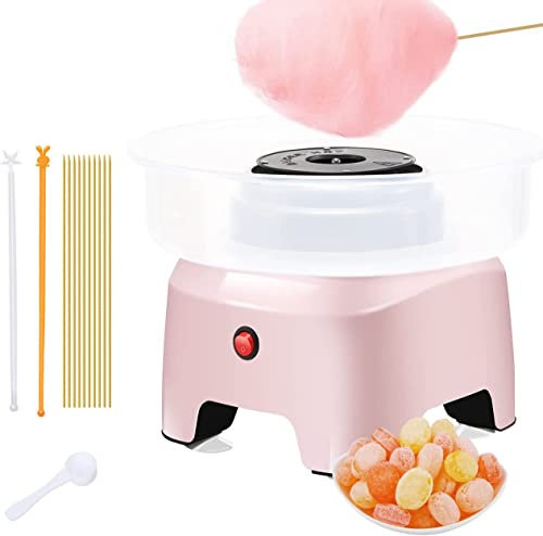 Macchina per zucchero filato con bastoncino di bambù, design retrò, ottimo regalo per feste di compleanno, Natale dei bambini (rosa)