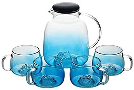 Service à Café Service a The Ensembles À Thé Européens Ensemble De Tasses À Café 1.8L Pichet En Verre Théière Avec Couvercle 4 Tasses Cruche D'eau Pour Thé Glacé À L'eau Chaude Et Froide Service à Thé