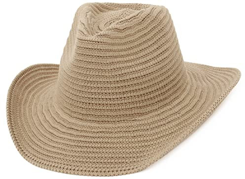 GEMVIE Cowboyhut Strohhut Herren Damen Sonnenhut Panama Hut Sommer Strandhut Westernhut M Khaki