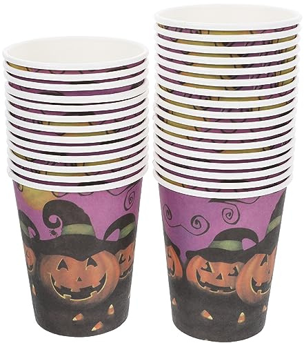 Healifty 30pièces Gobelets Papier Halloween à Thème Citrouille Vaisselle Réutilisable Pour Idéaux Pour Célébrations Et Dîners Festifs
