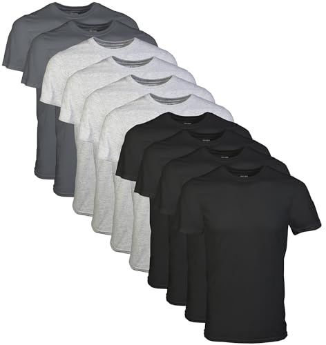 Gildan Crew-T-shirt för män, multipack underkläder (5-pack), Svart/Sportgrå/Antracit (Pack of 10), XL