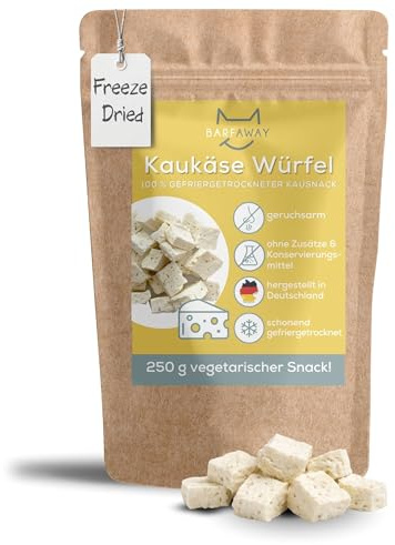 BARFAWAY Kaukäse Würfel, gefriergetrockneter vegetarischer Kausnack für Hunde, allergikerfreundlich, 100% natürlich ohne Zusätze, Deutsche Herstellung, geruchsneutral, 250 g