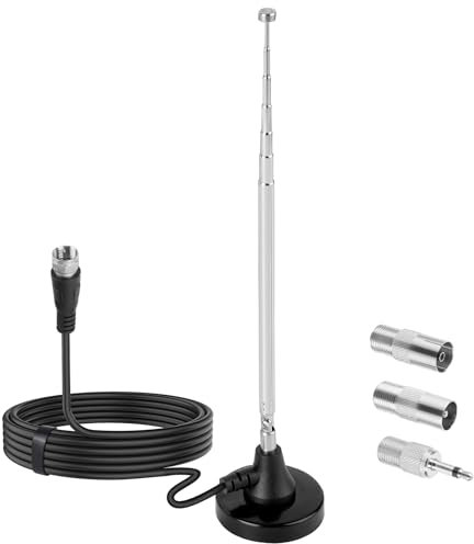 Nelawya DAB+ FM Radio Antenne Zimmerantenne Stabantenne Teleskopantenne mit Magnetfuß für Stereo Radioempfang für Denon Pioneer Onkyo Marantz Sherwood Radios