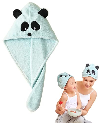 Girls' Absorbent Hair Towel Wrap Kids Hair Drying Wrap Towel Hat Cute Cartoon Turban Towels with Button Anti-Frizz Wet Hairs Shower Cap Quick Drying Head Towels Cap for 0-9 Year Long Curly Thick Hairs