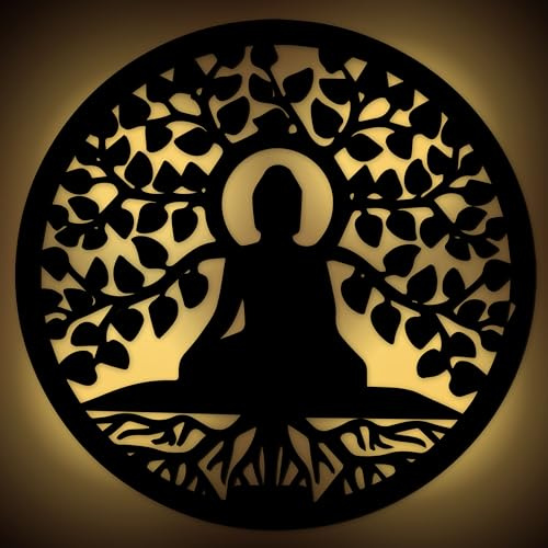 Namofactur Buddha-Meditations-Nachtlicht aus Holz als DIY-Set | Batteriebetrieben, in verschiedenen Farben wählbar und zum Selbstaufbau – Beleuchtung für Schlafraum, Wohnraum und Büro