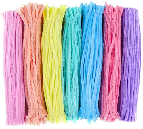 Qinsky Pfeifenreiniger Glitzer,100Pcs DIY Pfeifenreiniger Biegeplüsch Chenille-Stiele für Kinder zum Basteln und Dekorieren Chenilledraht Bunte Pfeifenputzer(7 Glitzerfarben)