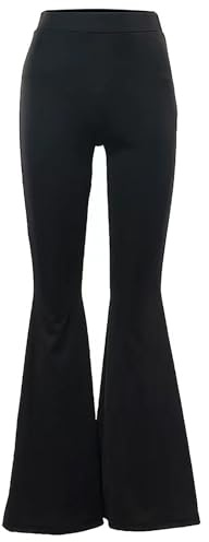 Btofellin Flare byxor dam bootcut yogabyxor hög midja utsvängda byxor träning bootleg-byxor vardaglig stretch magkontroll arbetsbyxor, Svart, S