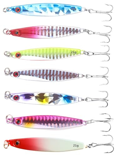 Grunt flytande havsfiskedrag, WASAGA 7 stycken 14 g/21g/30 g/40 g hård metall havsfiskbete för öring abborre gädda, karp bläckfisk havskatt makrill lax