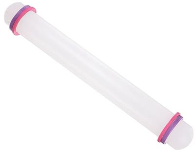 CoCud Fondant Rolling Pin, 12 Length, PP Plastic Non-Stick Guide Rings Fondant Roller Dough Roller - (Applications: for Clay Baking Fondant DIY)