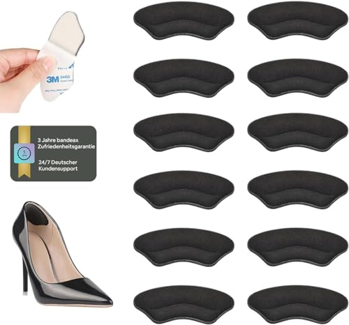 Premium Fersenpolster Schuheinlagen 6er Set – Fersenschutz & Fersenkissen mit 3M Kleber – Gel Antirutsch Einlagen für zu große Schuhe & Stiefel – Schuhfüller Heel Protector Pads gegen Blasen