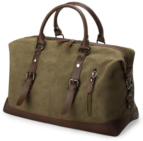 Virklyee Canvas Unisex Sportväska Weekend Väska,32L Duffle Travel Overnight Väskor,Lämplig för resor, fitness, camping (Militärgrön)
