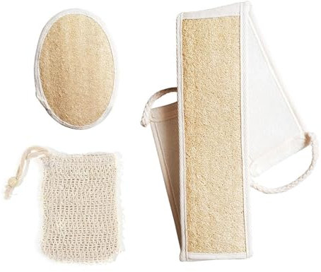 1 Reißverschluss In Originalfarbe, 1 Ovales Badetuch In Originalfarbe, 1 Seifenbeutel, Rückenkratzer Für Männer, Luffaschwamm, Peelinghandtuch, Duschluffa