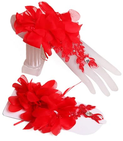 WATIIFUFU Spitzenhandschuhe Für Elegante Hochzeitsfeiern Strass-handschuhe Paar