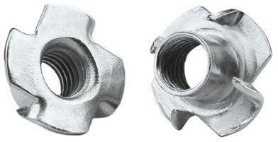T-Nuts Four Pronged Captive， 10/ 50pcs M3 M4 M5 M6 M8 M10 M12 écrou à quatre griffes écrou en T insertion à dents aveugles écrou en T for quincaillerie de meubles en bois(50pcs,M12)